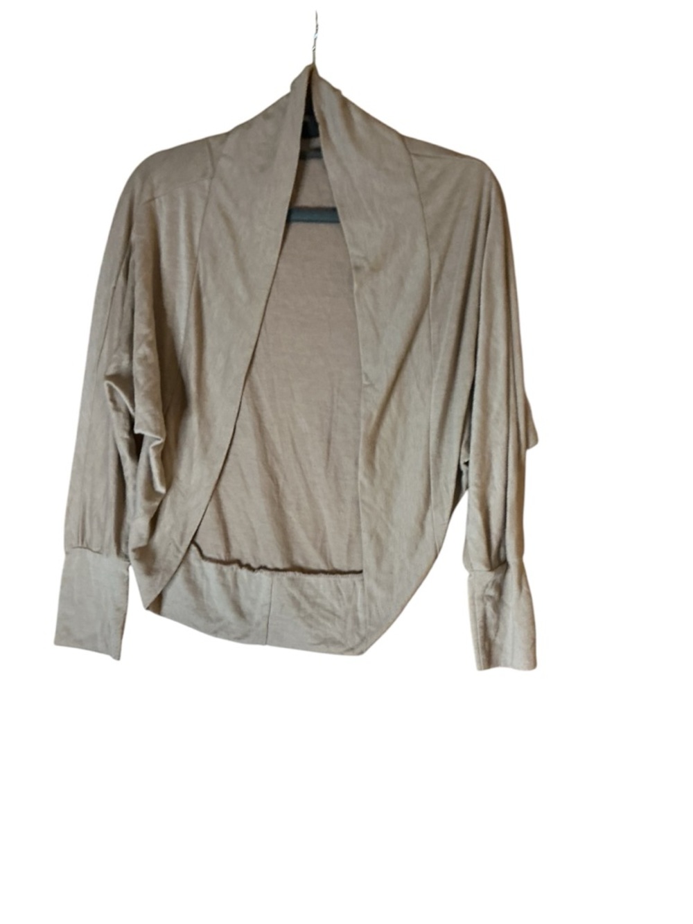 Light Taupe Open Front Draped Cardigan
